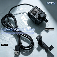 USB 5V 12V Brushless Submersible Water Pump, Micro Mini DC 5W Low Voltage Circulating Pump for PC Water Cooling DIY Aquarium