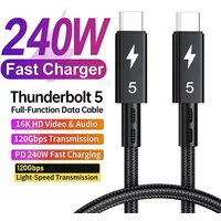 USB-C/Type-C Cable Thunderbolt 5 Cable 120Gbps PD 240W Data Cable Fast Charging 8K60Hz for MacBook, iPad, iPhone, and Android