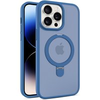 With Lens Protector Matte Magnetic Case for IPhone Air 17 16 15 14 13 12 11 Pro Max Plus Magsafe Metal Ring Stand Mac Safe Cover