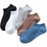 5 Pairs Spring Summer Solid Color Hole Socks Men Casual Soft Breathable Thin Mesh Low Tube Short Mesh Ankle Funny Male Sokken