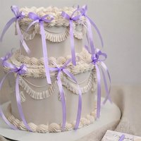 Purple Bow Cake Ribbon Happy Birthday Party Decorations Favors Hairband Desserts Cake Decor Wedding Bridal Shower Supplies