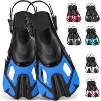 Snorkel Fins Swim Fins Travel Size Short Adjustable for Snorkeling Diving Adult Men Women Unisex Open Heel Swimming Flippers