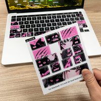 Sun Sisters Girl and Cat Cartoon Keyboard Sticker, Matte PVC Self Adhesive Decal for MacBook Air
