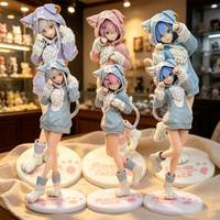 6pcs Anime Re:Zero Rem Ram Emilia Cute Girl Action Figure Puck Cosplay Hoodie Doll Collect Model Toy Desktop Cute Decor Gift