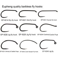 Aventik Eupheng 50pcs Competition Barbless Fly Fishing Hook Tying Materails Dry Nymph Shirmp Wet Caddis Fly Hook Black Nickle