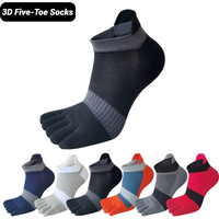 Large Size Toe Sport Socks Man Mesh Business Sweat-Absorbing Shallow Mouth Striped Fitness Travel 5 Finger Five Ankle Cotton Men