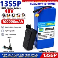 Ersatzakku 48V 100000mAh 13S5P Lithium-Ionen-Elektrofahrradakku, geeignet für 500W-1000W Motoren, mit BMS, kostenloses Ladegerät, schnelle Lieferung in 3-7 Tagen