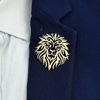 Fashion punk style hollow crown lion stainless steel gold-plated 18K brooch, black suit accessories, wedding matching set