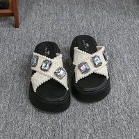 Summer New Black Diamond-encrusted Platform Slippers Women's Sandals