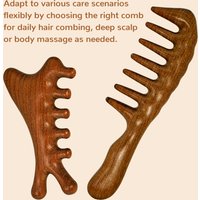 Natural Sandalwood Massage Comb Wide Toothed Scalp Massage Comb Anti-Static Detangling Set Soothing Stress Hair Care Tools