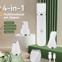 USB Rechargeable 4 in 1 Electric Pet Hair Shaver High Power Low-Noise Pet Hair Trimmer 4 Different Blades Cat Dog Hair Clipper