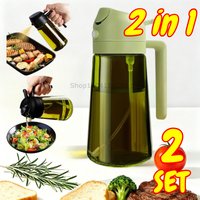 2-in-1 Oil Sprayer Dispenser Olive Oil Dispenser Oil Spray Bottle Plastic Spray Bottle for Cooking Air Fryer BBQ Baking Salad
