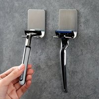 2/4/8pcs Stainless Steel Wall Mounted Shaver And Toothbrush Storage Rack Non-Perforated Bathroom Organizer with Hooks