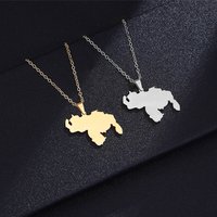 Stainless Steel Love Heart Venezuela Map Pendant Necklace Unisex Couple Ethnic Patriotic Jewelry Hot Sale European Style