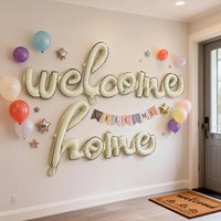 2Pcs 'Welcome Home' Letter-Shaped Foil Balloons Perfect for Family Reunions Welcoming Loved Ones Home New House Moving Parties