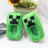 Warm Home Slippers World Green Creeper Plush Slippers Men's Slippers Cotton Shoes Anti-Slip Soft Comfortable Winter Slippers