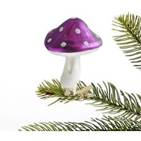 Glass Purple Mushroom Clip Christmas Tree Ornaments Decorations for Home Mushroom Christmas Baubles New Year 2024