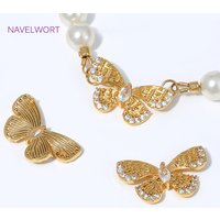 18K Gold Plated Brass Butterfly Connector Charms,Inlaid Zircon Charms Connector For Jewelry,DIY Jewelry Making Materials