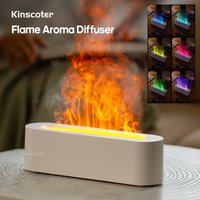 KINSCOTER Aromadiffusor für ätherische Öle, Flammen-Luftbefeuchter, Ultraschall-Kühlnebel-Diffusor mit realistischem RGB-Feuer-Nachtlicht