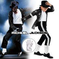 Michael Jackson Kids Cosplay Costume Tap Dance Performance Outfit Ball Halloween Mj Dance Party Wear For Children Boy Girls