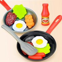 8PCS Children Play House Kitchen Toys Simulation Kitchenware Pretend Play Pot Steak Vegetable Bread Hot Dog Food Toy Kids Gifts
