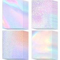 24 sheets of holographic stickers, clear vinyl self-adhesive for photos, pictures, cards, crafts (A4 size/4 styles)