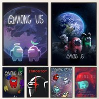 Gamer Fan A-Among Us Poster Frameless Poster Self-adhesive Art Waterproof Paper Sticker Coffee House Living Room Bar Room Wall D