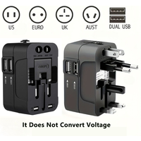 1Pc Universal Travel Socket, Universal Travel Adapter, USB Port + Type-C Port, 110V-240V Input, Eu/Us/Uk/Au Plug, Surge Protection, Suitable for over 150 Countries/Regions, All-In-One Wall Charger,