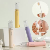 2-IN-1 Travel Toothbrush Portable Foldable Toothbrush Set Mini Toothpaste Dispenser for Outdoor Camping Travel
