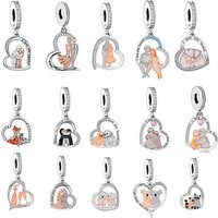 FC Jewelry Fit Original Charm Bracelet 925 Silver Panda Penguin Sloth Bear Monkey Tiger Bulldog Fox Cat Bead For Making Berloque