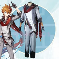 Genshin Impact Tartaglia Cosplay Costume Uniform Anime Costumes Halloween for Men Game