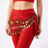 128 Coins Belly Dance Hip Scarf Women Waist Chain Skirt Sequin Tassel Belt for Belly Dancing Performance Costume