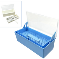 1pc Dental Instrument Sterilization Box with Lid Lift Basket Plastic Soaking Tray Sterilization Dental Tool Storage Organizer