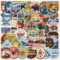 48-Piece Stylish Outdoor Camping Stickers - Waterproof DIY Decor for Notebooks, Laptops, Insulated Cups, Phones & Outdoor Gear