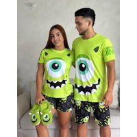 Potdemiel Monsters, Inc. Mike Wazowski 3D Printed Pajama Set Adult Kids T-Shirt & Shorts Set Summer Quick-dry Soft Lightweight