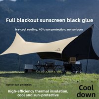 Black Rubber Tarp Tent Outdoor Picnic Camping Gear Rain Sun Shelter Foldable Butterfly Shade Camping Equipment Camping Tent