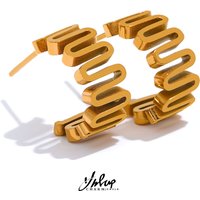 Yhpup Minimalist Metal Twisted Gold Color Stainless Steel Geometric Small Hoop Earrings Rust Proof Fashion Vintage Chic Jewelry