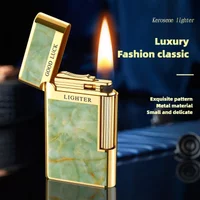Embossed rose side-sliding grinding wheel fuel lighter, open flame, metal, personalized fashionable and exquisite gift