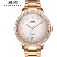 Luxury Brand LOBINNI MIYOTA 9015 Automatic Mechanical Sapphire Women's Watches Diamond Steel 8.5 MM Ultra-thin Clock L12028L-1