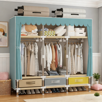 A colorful ,Multifunctional and durable fabric wardrobe, home bedroom assembly, rental room storage cabinet.