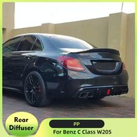 PP Rear Bumper Diffuser Lip Spoiler Exhaust Tips for Mercedes-Benz C-Class W205 C200 C250 C300 C350 C400 C43 C63 AMG S Sedan
