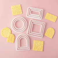 1Pcs Wavy Lace Cookie Cutter Mold Round Arch Rectangle Shaped Blessing Frame Fondant Cookie Cutting Die Baking Cake Decorations
