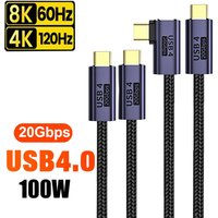 90 Degree 8K 60HZ USB 4.0 Type C To C Cable Super fast charge for iPhone 15 Pro Macbook Samsung Data Charger Video Cord 1M 2M 3M