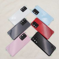 Back Battery Cover For Samsung Galaxy S20 Ultra S20U 5G SM-G988 Glass Rear Housing Case Replacement Parts With Camera Lens Frame
