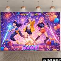 Custom Happy Birthday Party Banner For KPop Demon Hunters Suitable Birthday Parties Boys And Girls Room Celebration Decorations