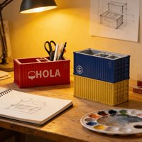 Simulation Container Desktop Organizer Industrial Mini Pen Holder Stationery Storage For Home Office Study Desk Decor Daily Use