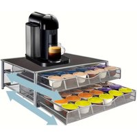 2 Tier Home Coffee Capsule Drawer - Storage Organizer for All Types Of Capsule Coffee, Holds 72 Pods, Metal Material, Suitable f