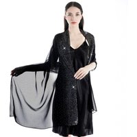 An extra long Morandi color chiffon starry sky hot diamond exquisite and elegant evening style ladies turban shawl scarf