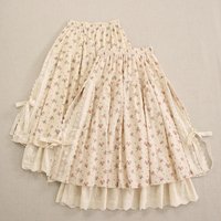 Frühling Neue Japanische Süße Mori Mädchen Vintage Floral Bedruckte Röcke Frauen Elastische Taille Doppel Schicht Beiläufige Lose A-linie Röcke