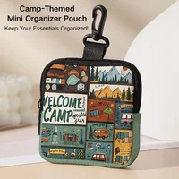 Mini Travel Organizer Pouch – Waterproof PVC Leather Accessories Case with Carabiner Portable Key Holder for Tote Bags/Backpacks